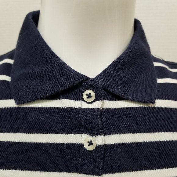 Merona top Small Ultimate Polo Breton striped nautical short sleeve side split - Picture 6 of 10